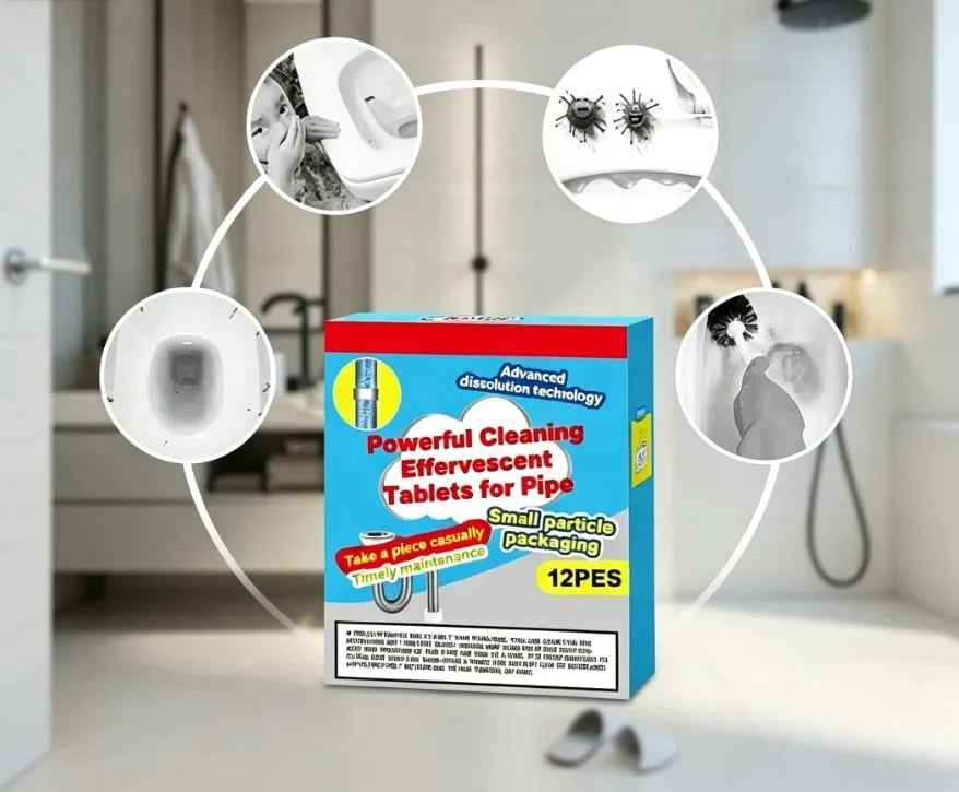 Easy-Care Powerful Cleaning Effervescent Tablets for Pipe, Fast