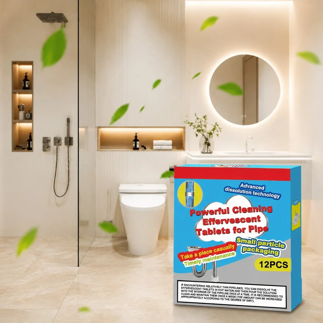 Easy-Care Powerful Cleaning Effervescent Tablets for Pipe, Fast