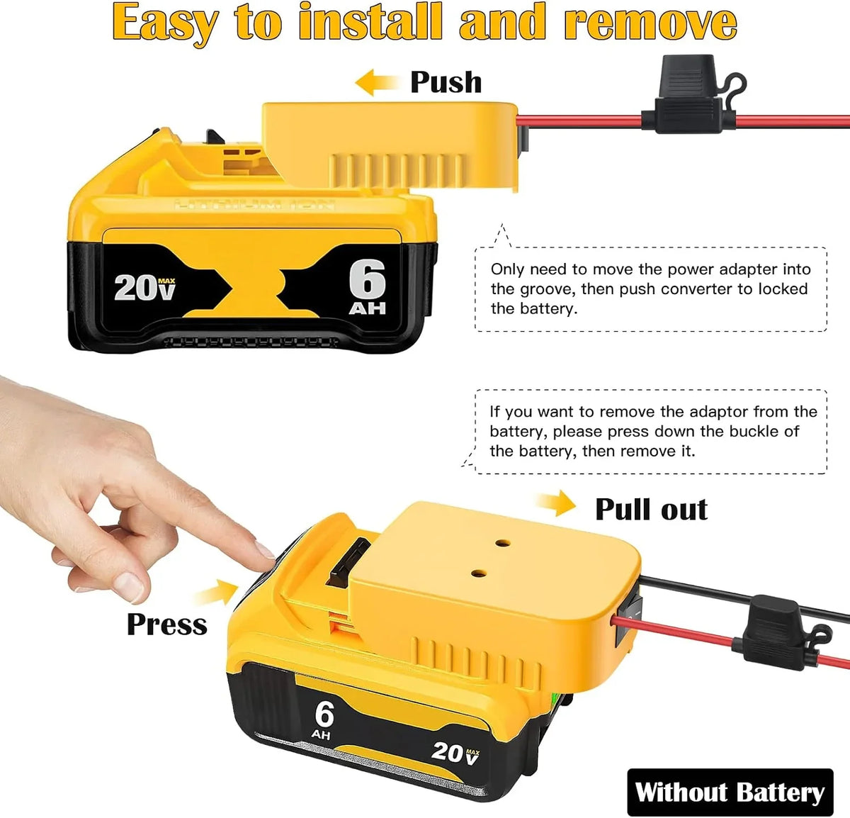 DeWalt 20V Battery Adapter Kit for Power Wheels Conversion