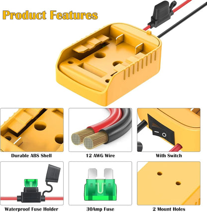 DeWalt 20V Battery Adapter Kit for Power Wheels Conversion