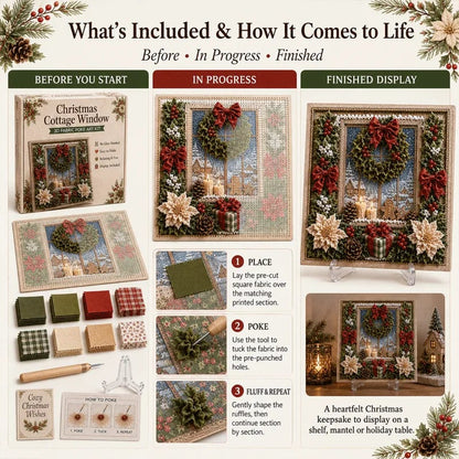 No-Sew Holiday Fabric Poke-Art Set with Pre-Punched Display Board