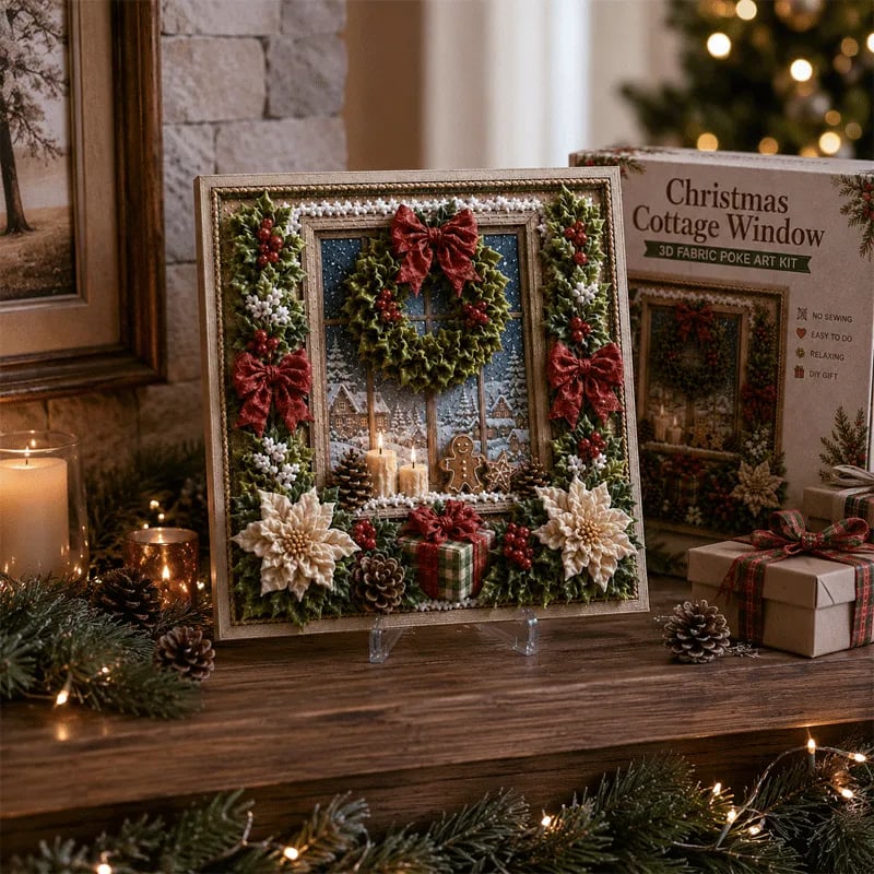 No-Sew Holiday Fabric Poke-Art Set with Pre-Punched Display Board