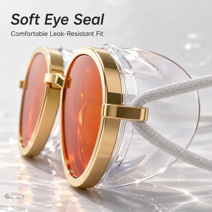 Aviator-Style Wide-View Swim Goggles with Anti-Leak Seal