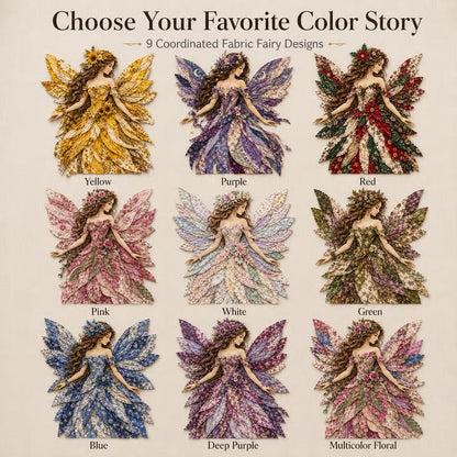 Layered Floral-Wing Fairy Patchwork Set for Handmade Wall Art