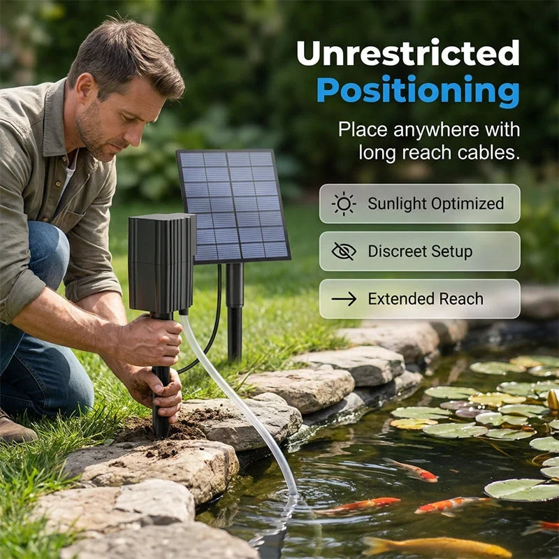 Outdoor Solar Powered Pond Aerator Air Pump – wire- easy