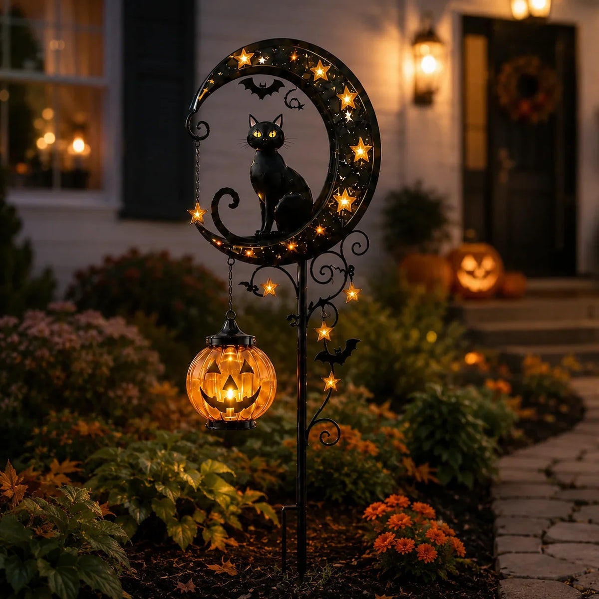 Outdoor Pumpkin Moon Garden Stake Light for Garden Display