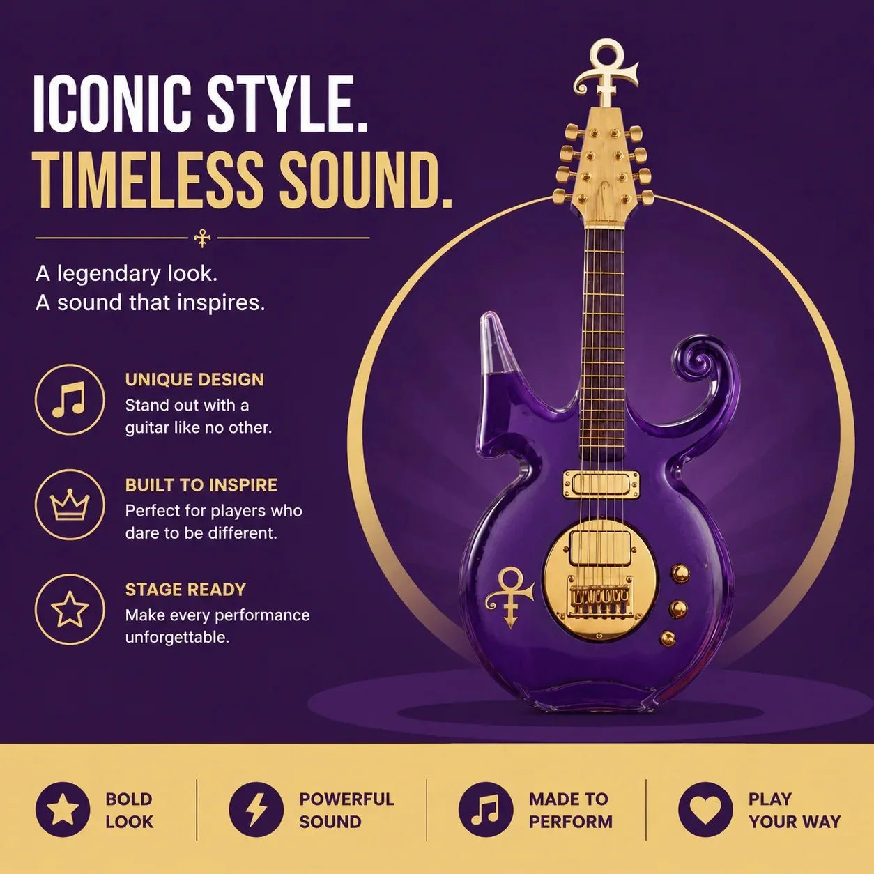 Purpose-Built Purple Music Legend Guitar-Shaped Commemorative Whiskey