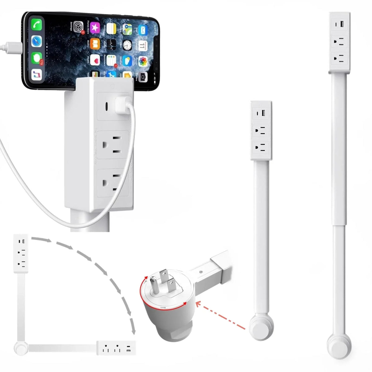 Adjustable Outlet Extender with USB Charging