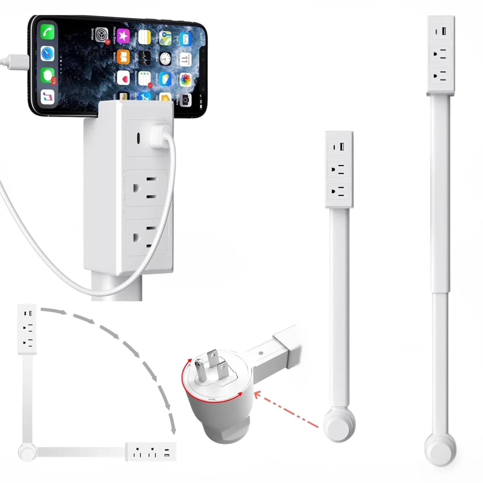 Adjustable Outlet Extender with USB Charging