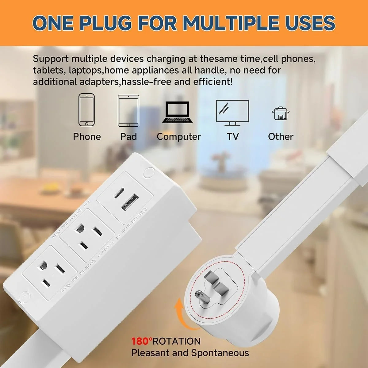 Adjustable Outlet Extender with USB Charging