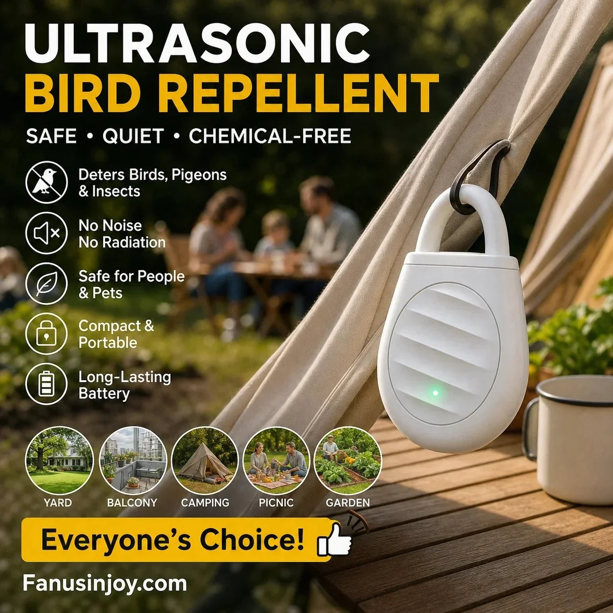 Ultrasonic Keychain Repellent for Birds and Other Pests