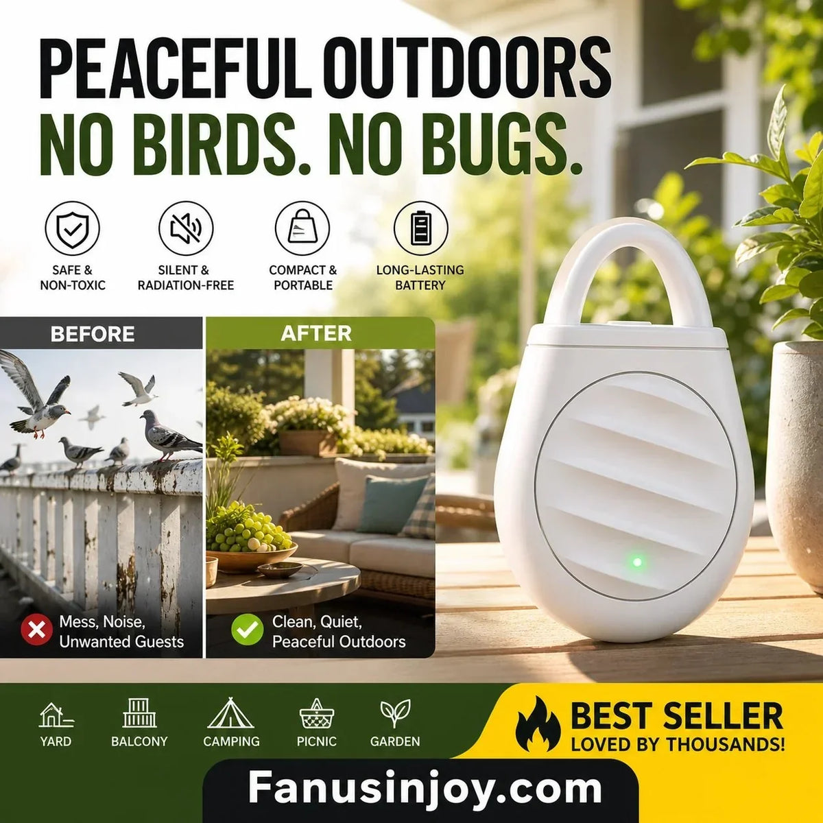 Ultrasonic Keychain Repellent for Birds and Other Pests