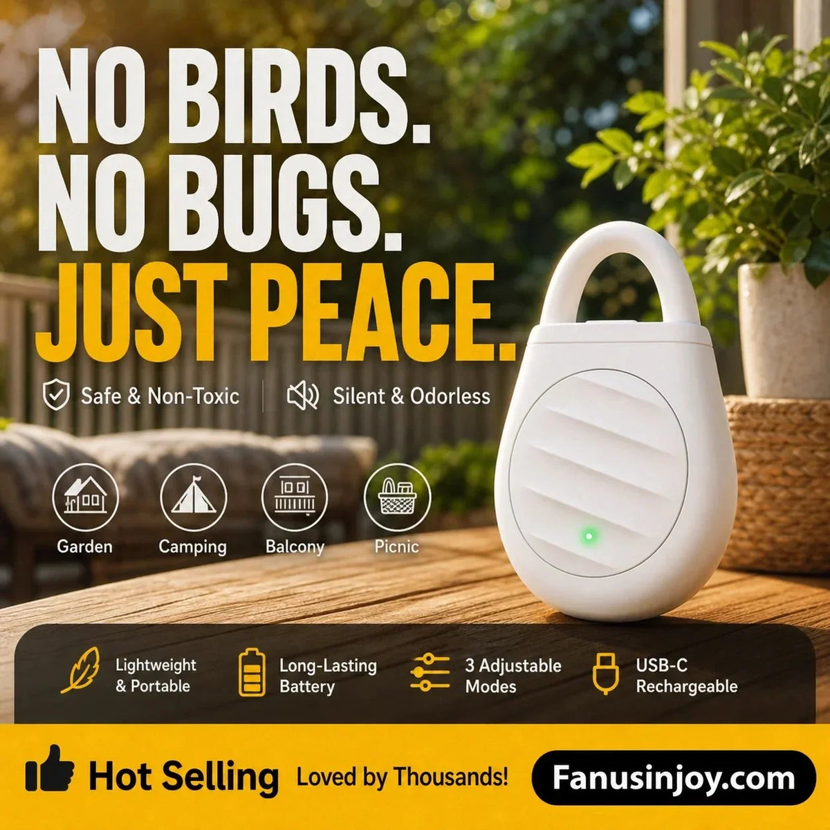 Ultrasonic Keychain Repellent for Birds and Other Pests
