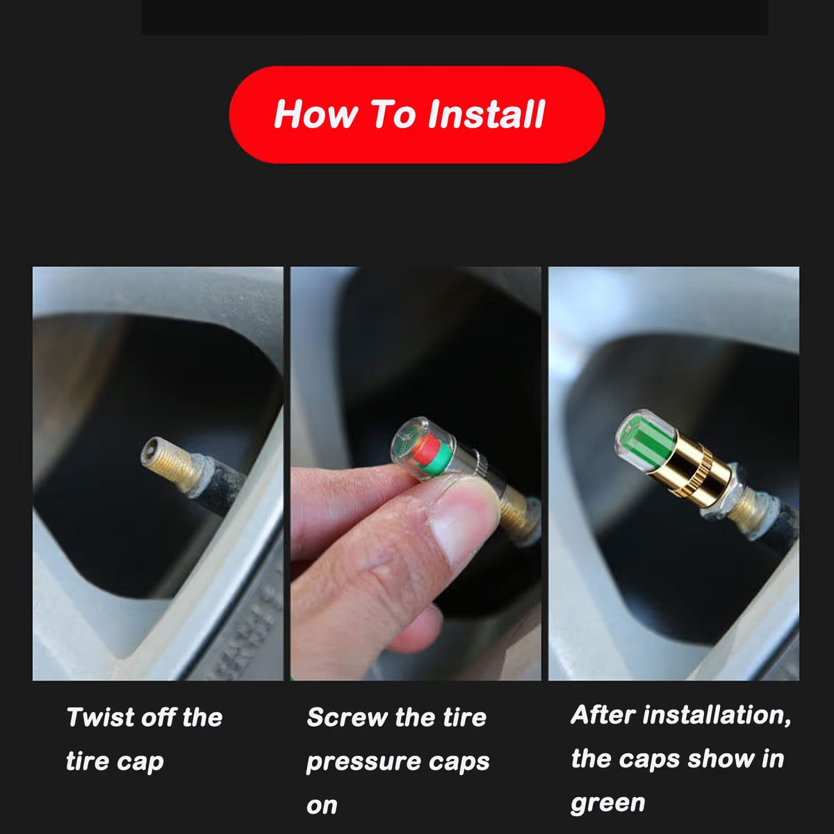Vehicle-Ready 4Pcs Car Tire Pressure Monitor Valve Stem