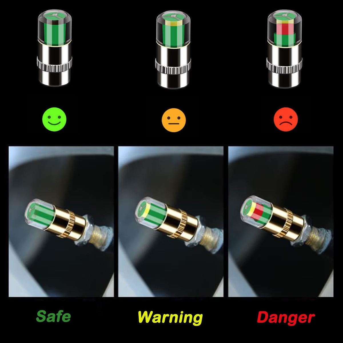 Vehicle-Ready 4Pcs Car Tire Pressure Monitor Valve Stem