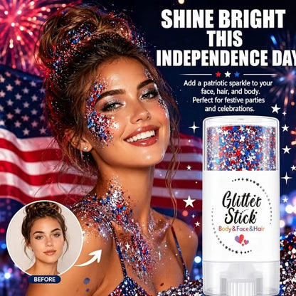 Mess-Free Red, White & Blue Patriotic Glitter Body Stick