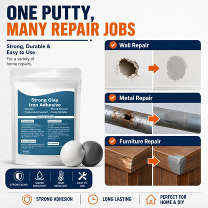 Steel-Reinforced Repair Putty for Four Common Materials