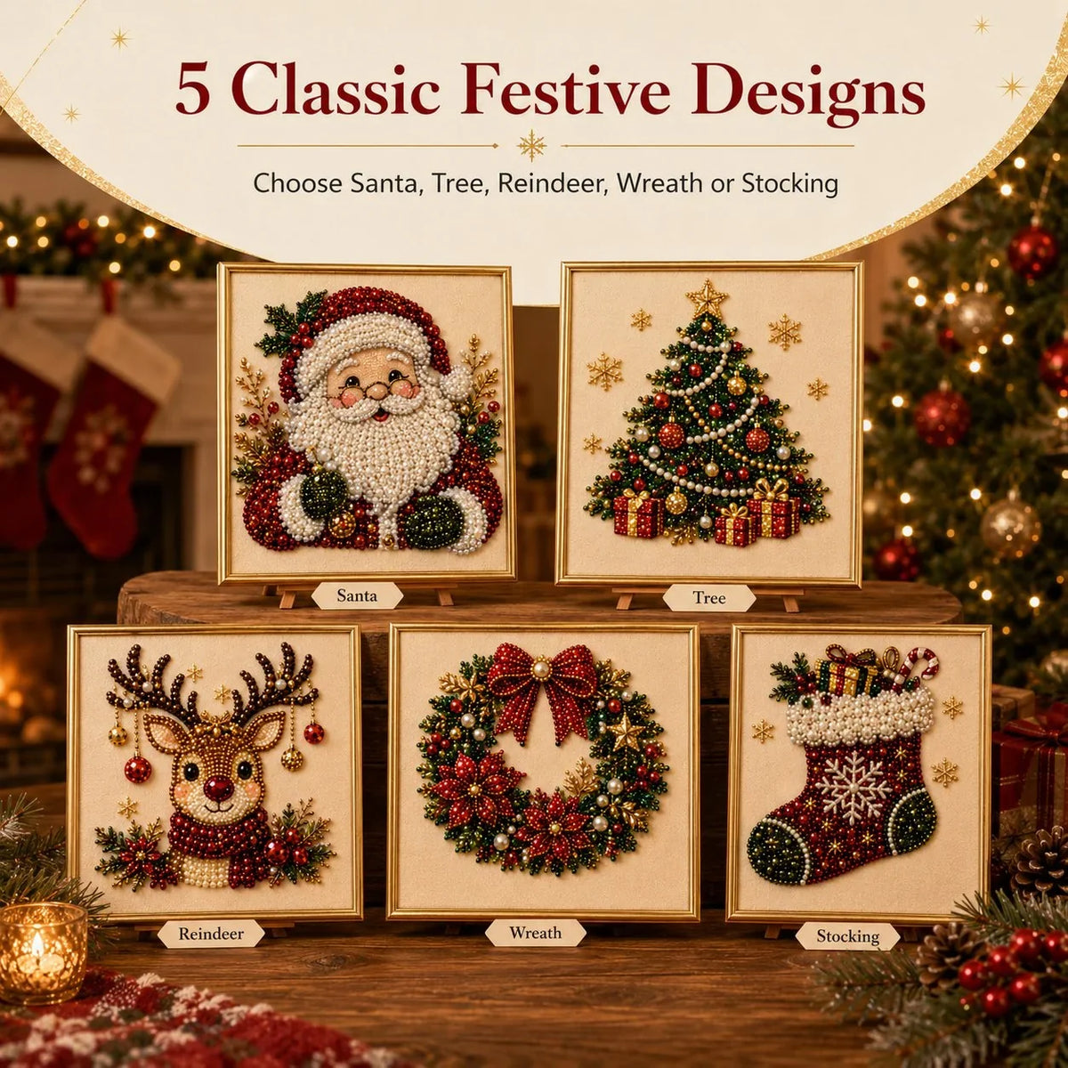 Beginner Christmas Pearl Mosaic Kit for Relaxing Holiday Crafting