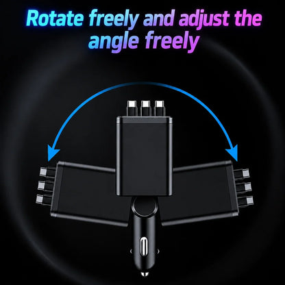Vehicle-Ready 7-in-1 Retractable Car Charger 120W – Built-In Cables