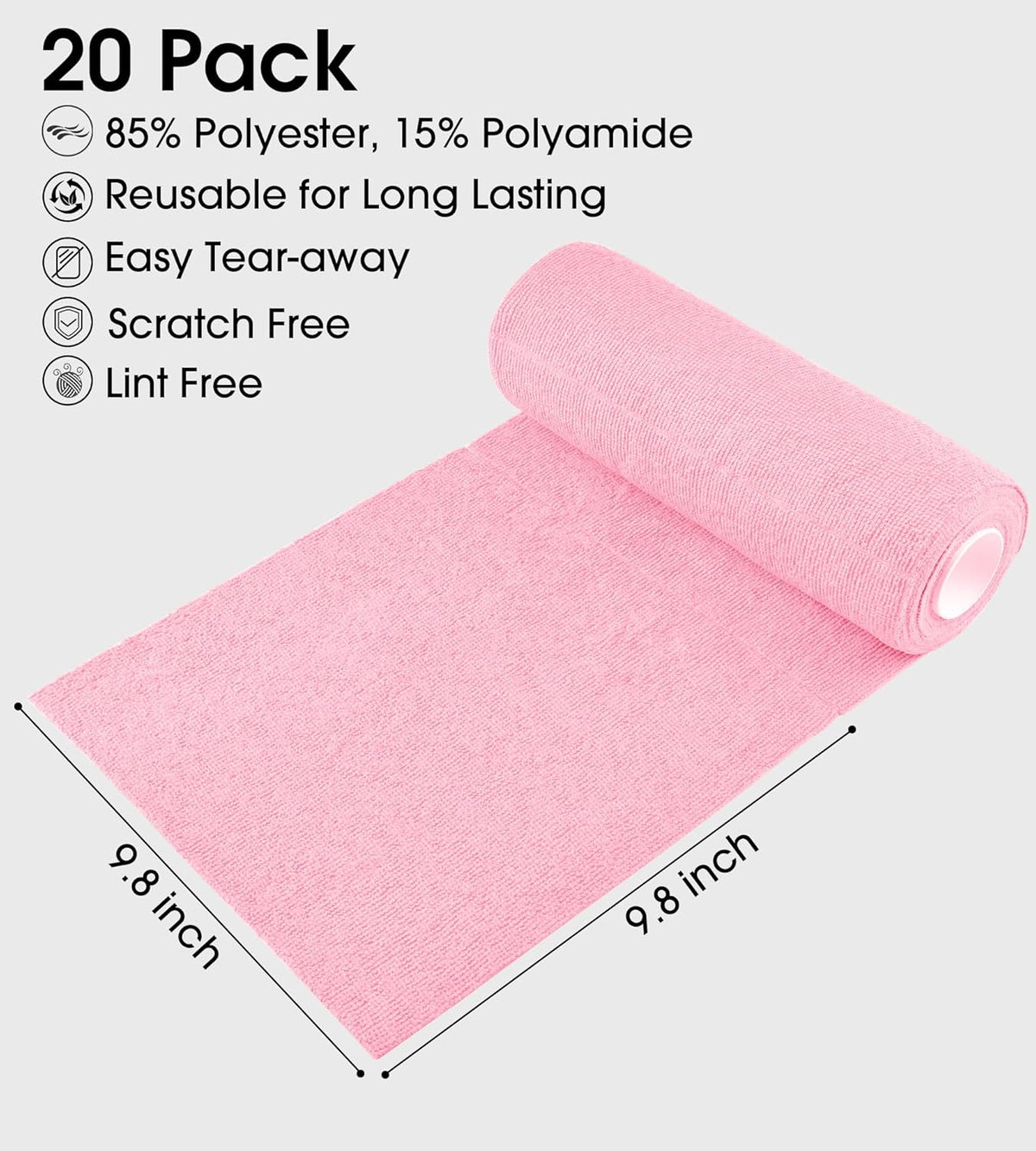 Vehicle-Ready Reusable Car Cleaning Cloth, 20pcs/roll for Garage Use