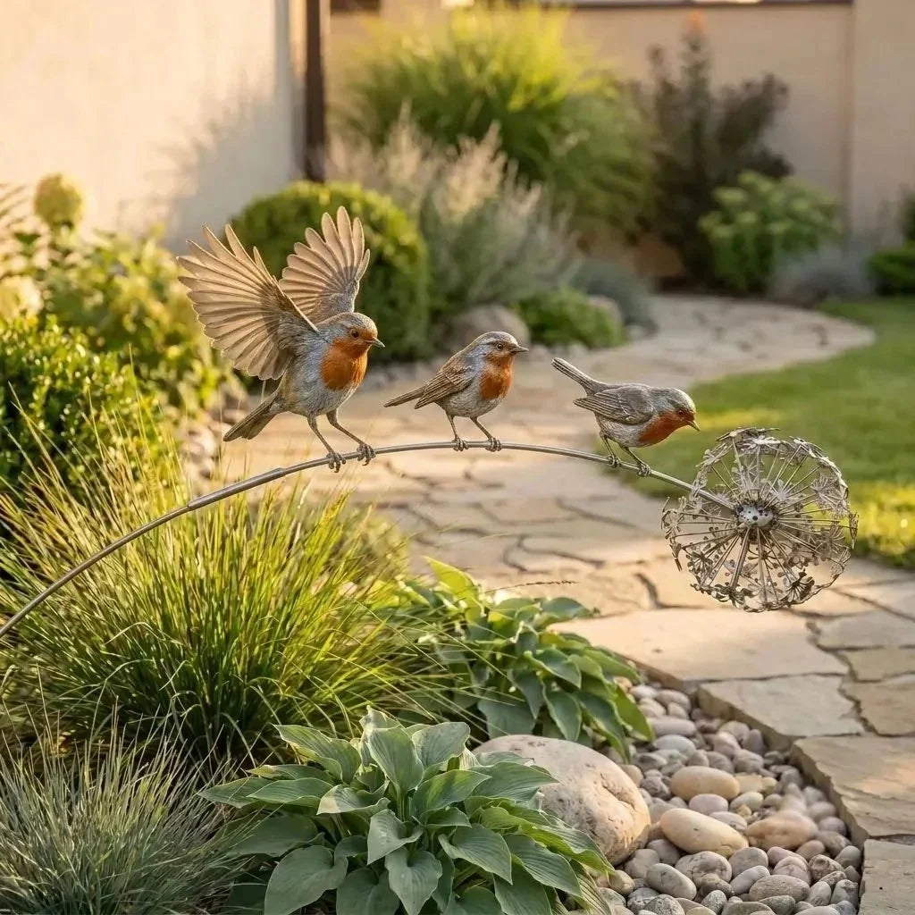Outdoor-Ready Robin Garden Stake for Garden Display