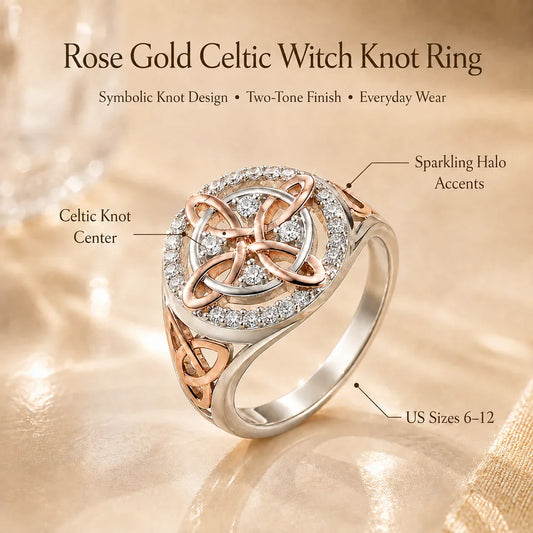 Distinctive Two-Tone Celtic Knot Ring – Rose Gold & Silver Statement