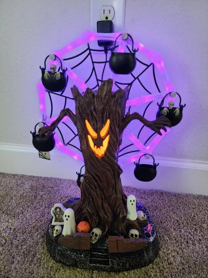 Decorative Rotating Ghost Tree Ferris Wheel Table Decor, LED Light Up