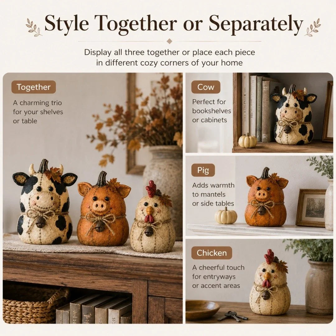 Purpose-Built Rustic Farm Pumpkin Friends Decor Set for Everyday Use