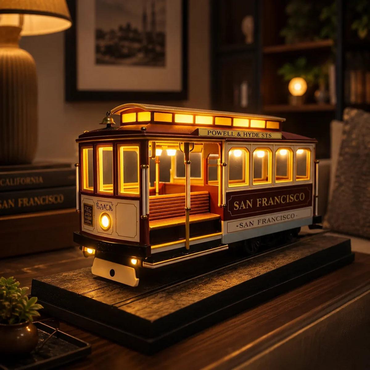 Vehicle-Ready San Francisco Cable Car Lamp for Garage Use