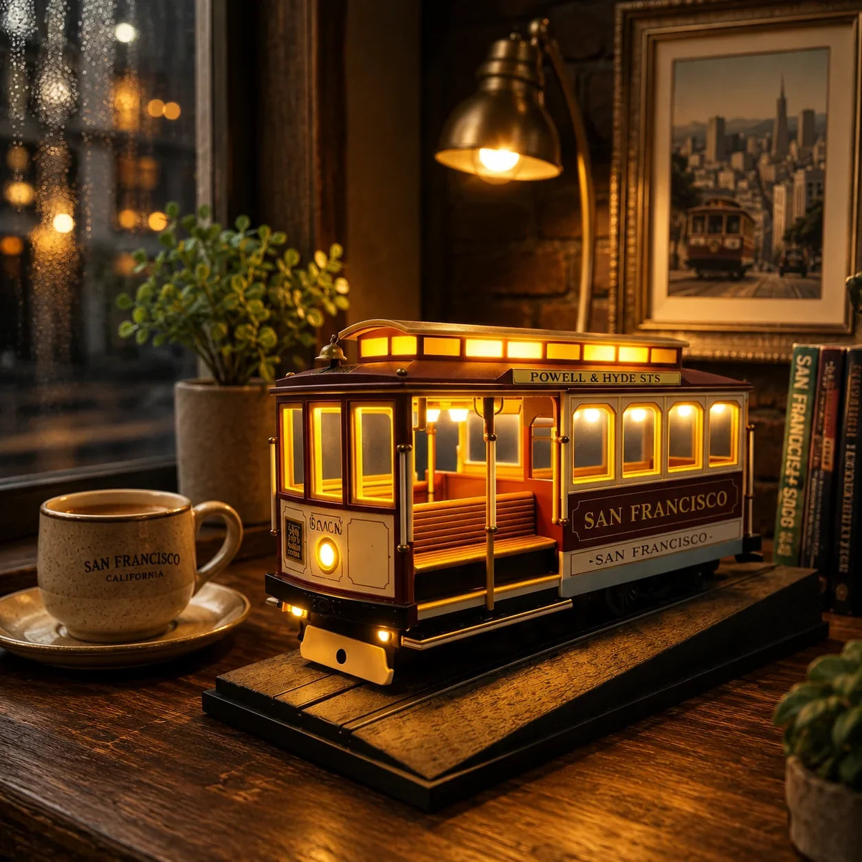 Vehicle-Ready San Francisco Cable Car Lamp for Garage Use