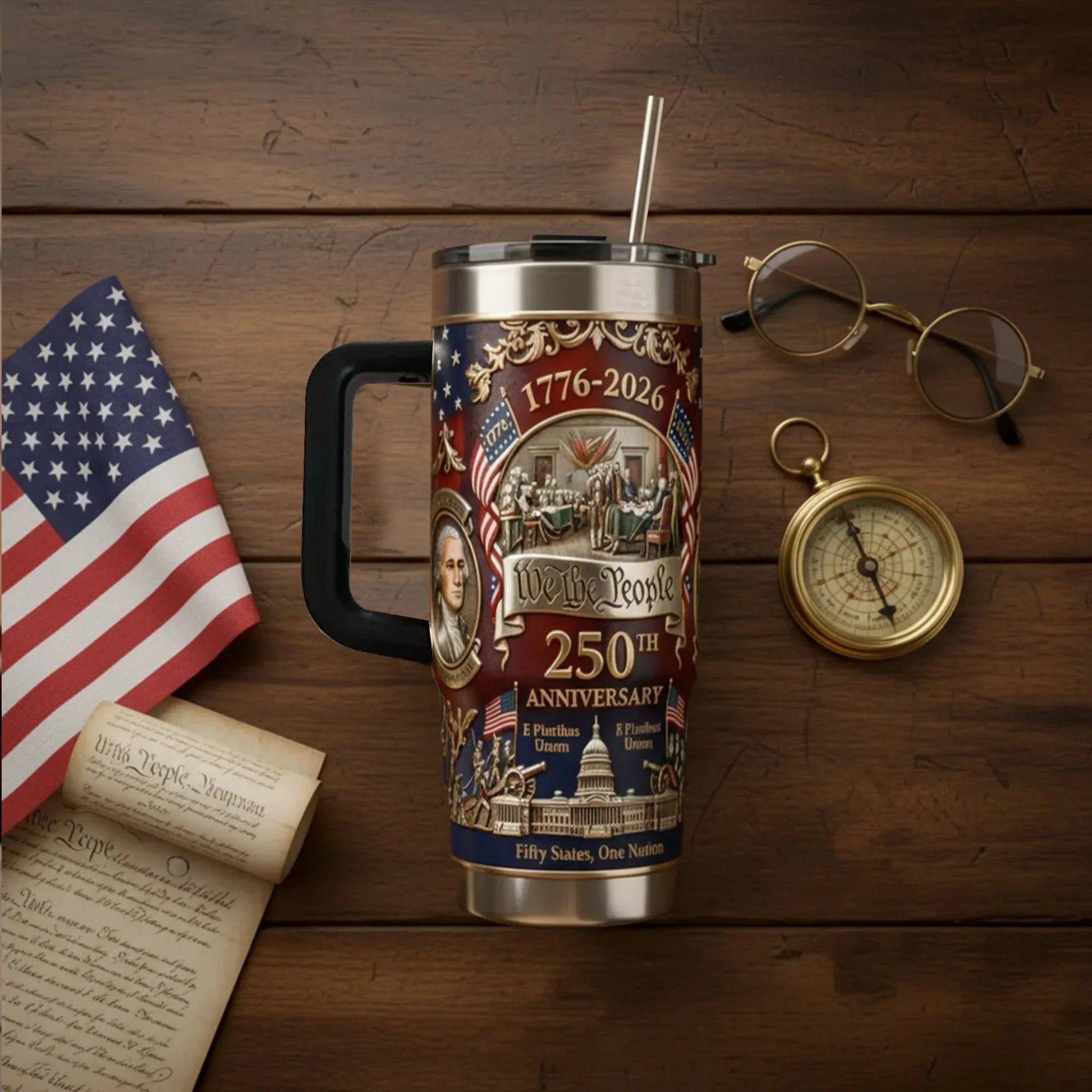 1776–2026 U.S. 250th Anniversary Commemorative Travel Tumbler