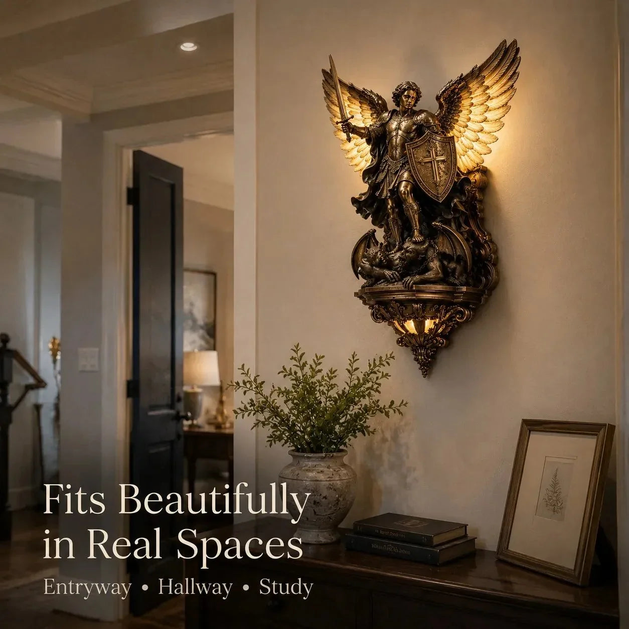 Convenient St. Michael Guardian Angel Wall Light for Everyday Setup