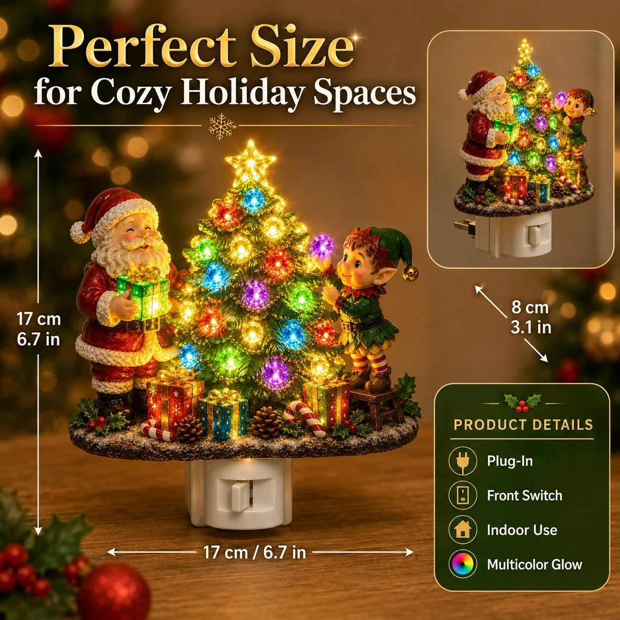 Decorative Jeweled Tree Plug-In Night Light for Focused Lighting