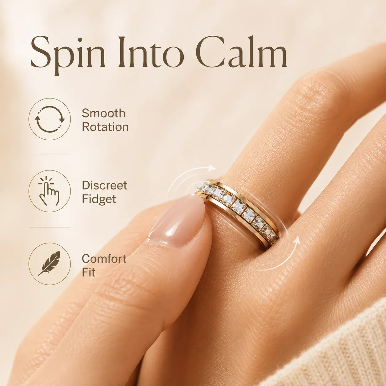 Distinctive September Laurel Anxiety Rings for Women and men Titanium