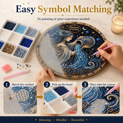 12 Zodiac Signs Pearl Art Craft Kit for Creative DIY Projects