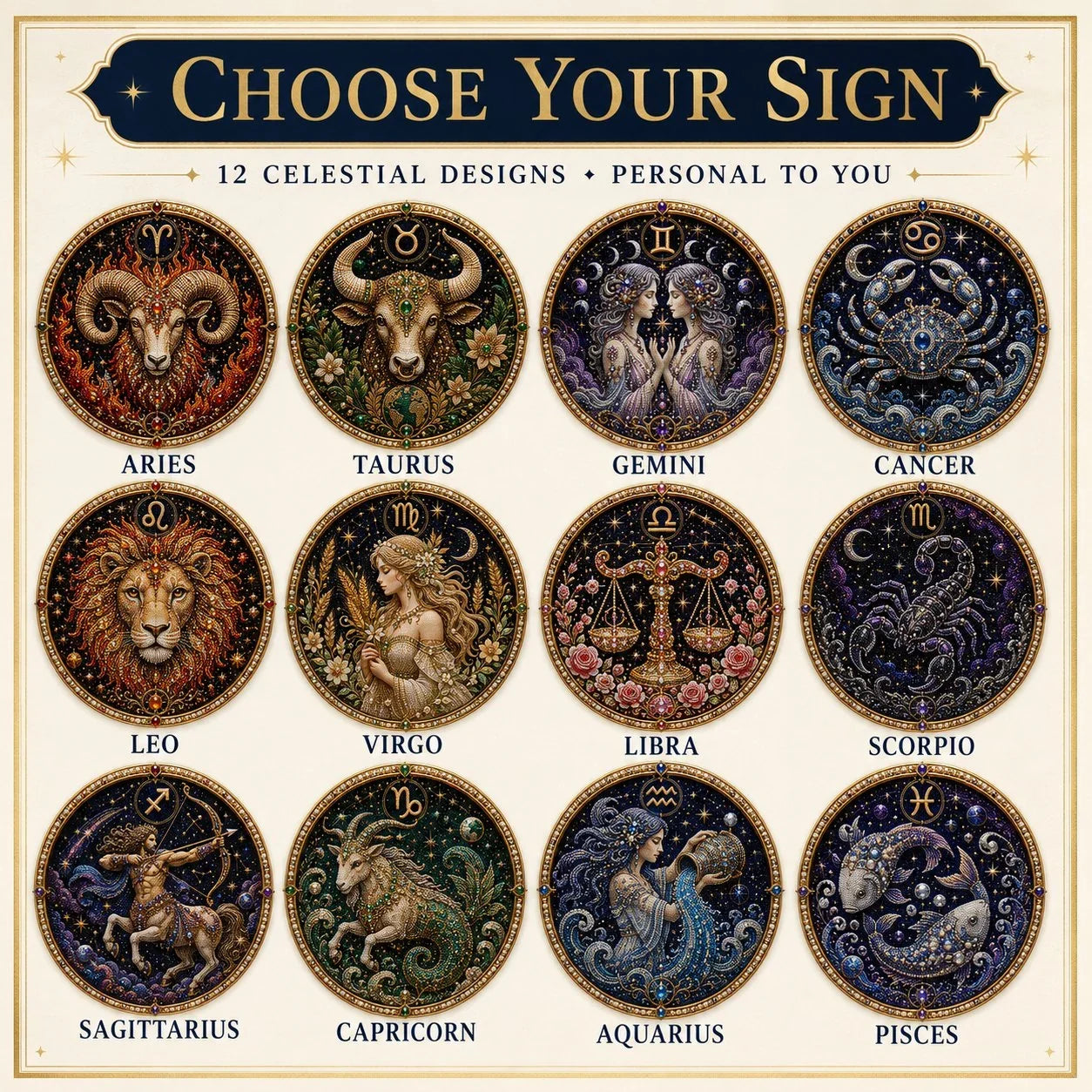 12 Zodiac Signs Pearl Art Craft Kit for Creative DIY Projects