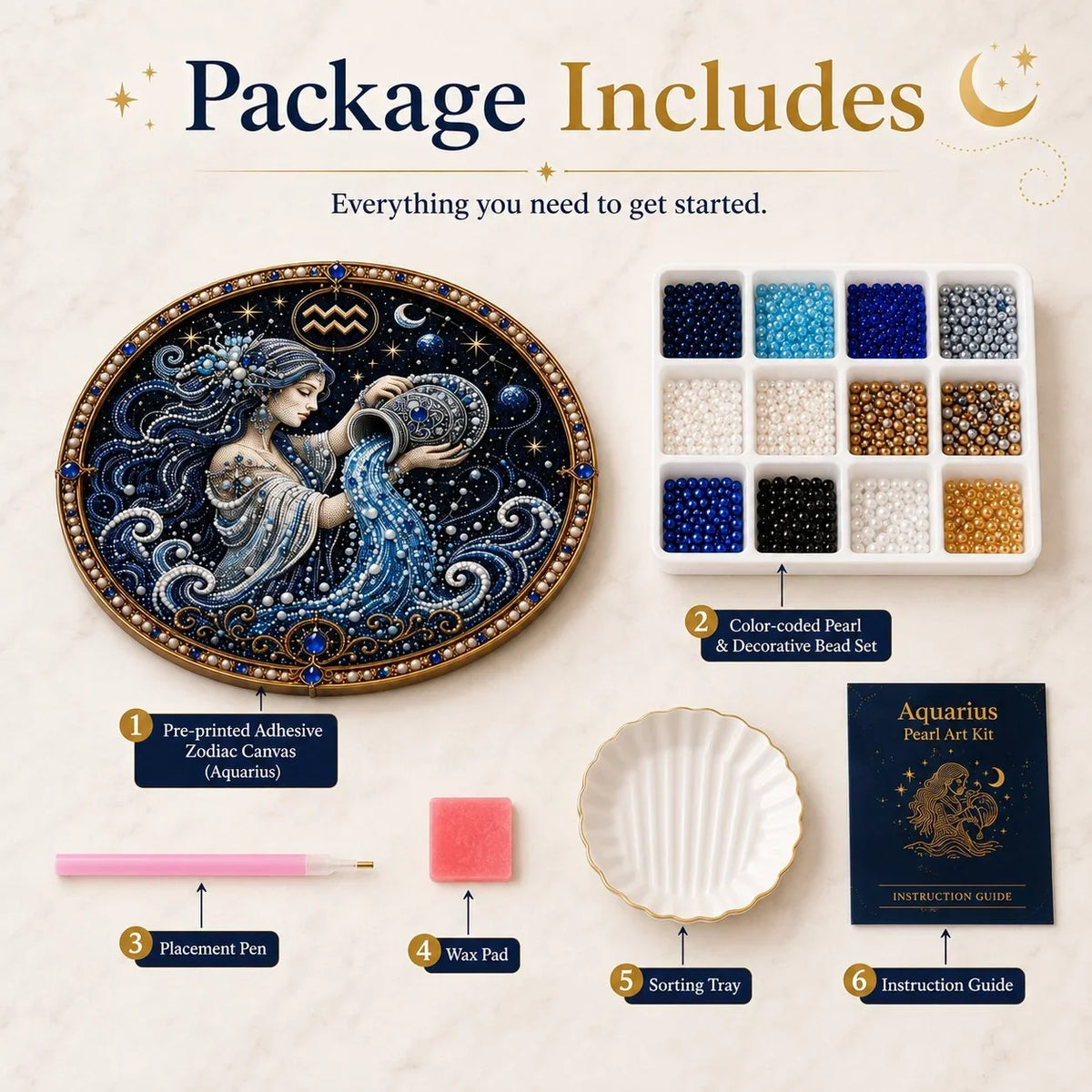 12 Zodiac Signs Pearl Art Craft Kit for Creative DIY Projects