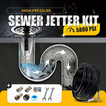 High-Pressure Sewer Jetter Kit with Rotating Nozzle