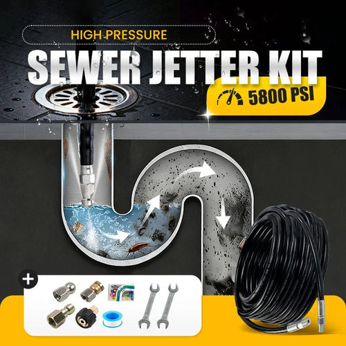 High-Pressure Sewer Jetter Kit with Rotating Nozzle
