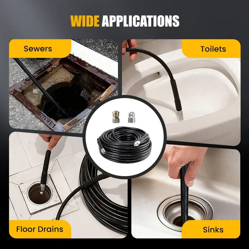 High-Pressure Sewer Jetter Kit with Rotating Nozzle
