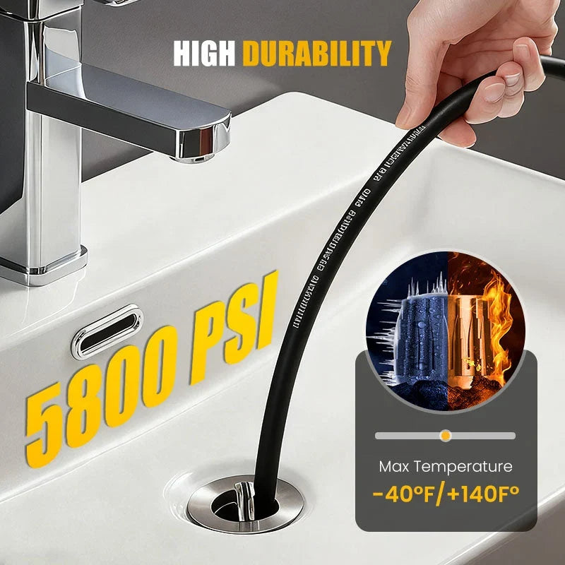 High-Pressure Sewer Jetter Kit with Rotating Nozzle