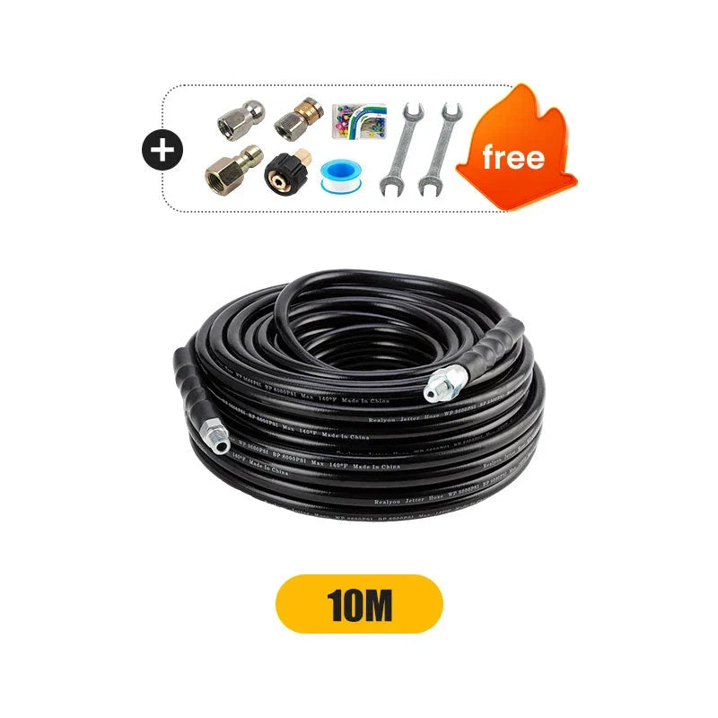 High-Pressure Sewer Jetter Kit with Rotating Nozzle