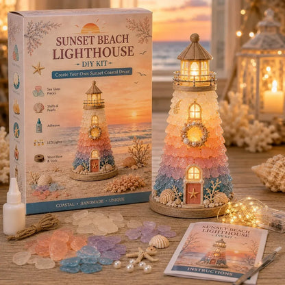 Decorative Beginner-Friendly DIY Lighted Sea Glass-Style Lighthouse