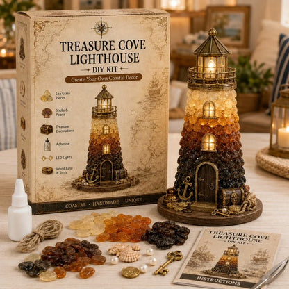 Decorative Beginner-Friendly DIY Lighted Sea Glass-Style Lighthouse
