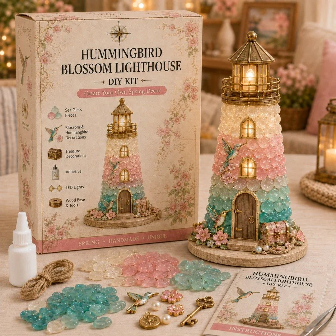 Decorative Beginner-Friendly DIY Lighted Sea Glass-Style Lighthouse