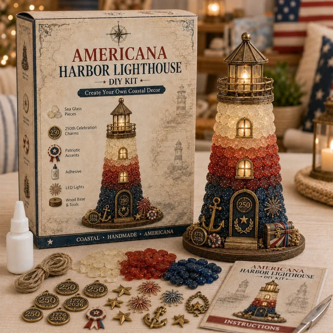 Decorative Beginner-Friendly DIY Lighted Sea Glass-Style Lighthouse