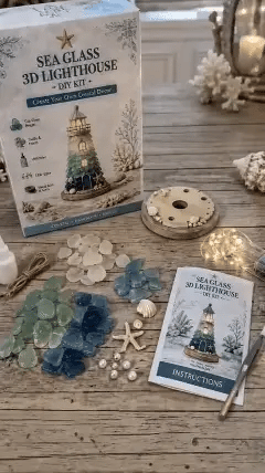 Decorative Beginner-Friendly DIY Lighted Sea Glass-Style Lighthouse