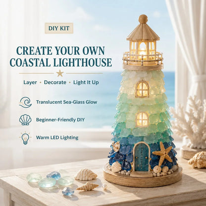 Decorative Beginner-Friendly DIY Lighted Sea Glass-Style Lighthouse