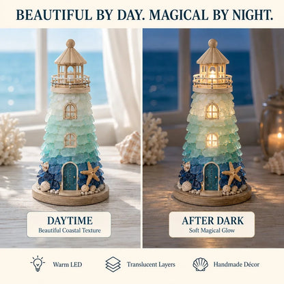 Decorative Beginner-Friendly DIY Lighted Sea Glass-Style Lighthouse