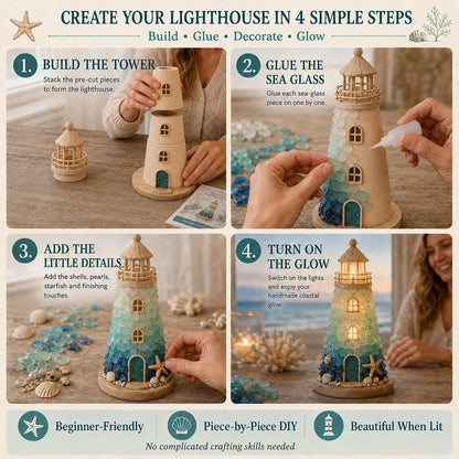 Decorative Beginner-Friendly DIY Lighted Sea Glass-Style Lighthouse